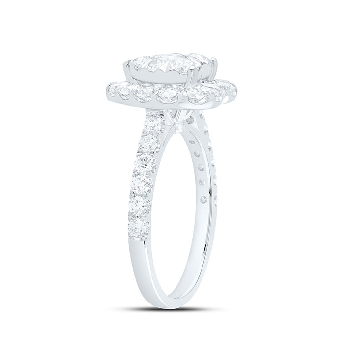 1 7/8CTW-NAT DIA ANA M ELITE 1/4CTW-CRD HEART SINGLE HALO BRIDAL RING Daisy Joyeria