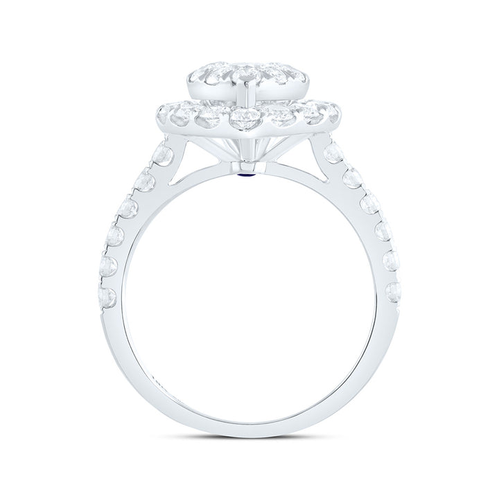 1 7/8CTW-NAT DIA ANA M ELITE 1/4CTW-CRD HEART SINGLE HALO BRIDAL RING Daisy Joyeria