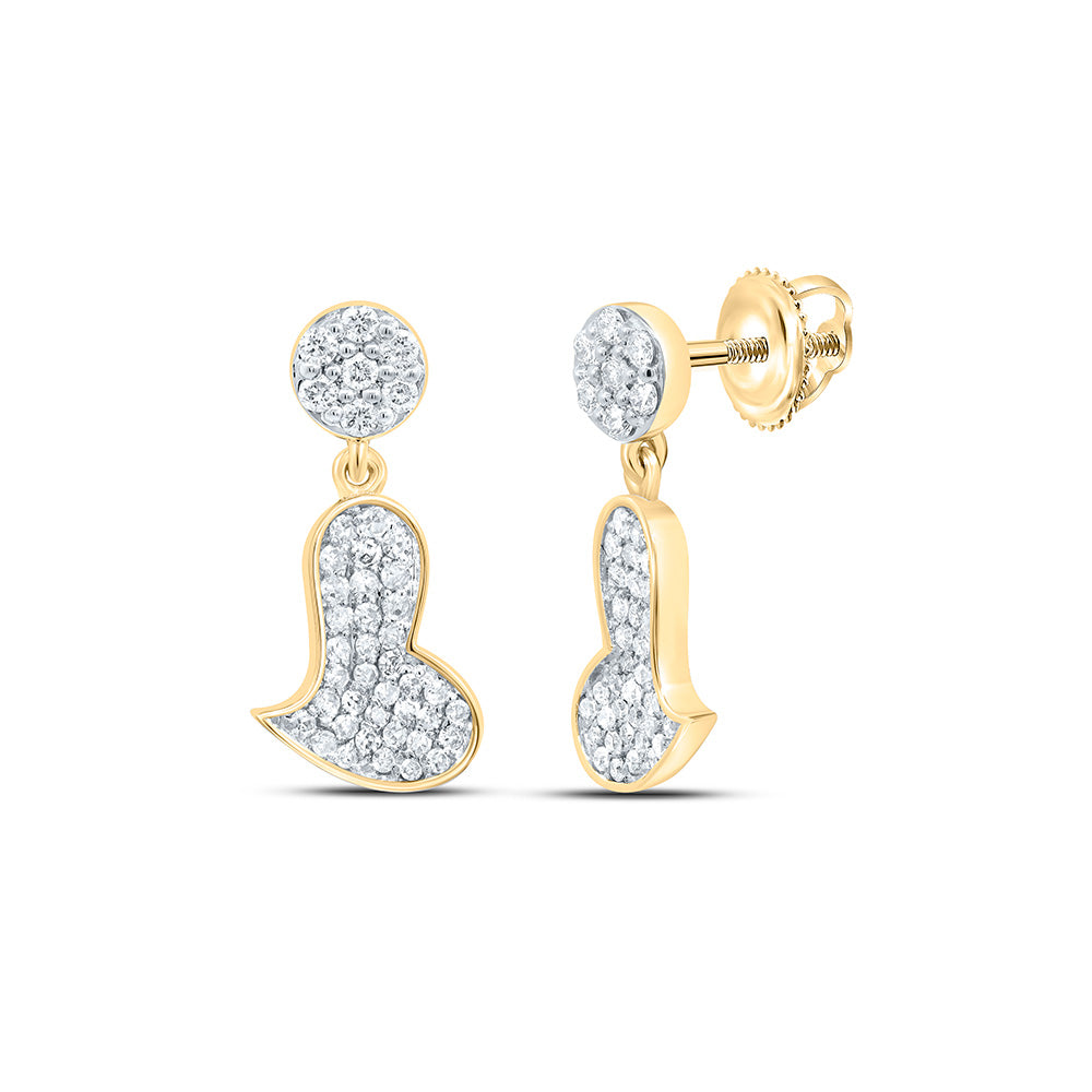 3/8CTW-NAT DIA NK FASHION HEART DANGLING EARRING Daisy Joyeria