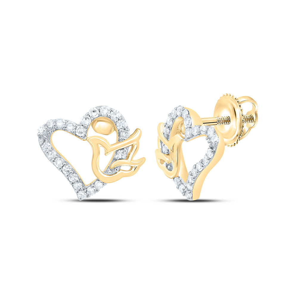 1/6CTW-NAT DIA NK FASHION HEART EARRING Daisy Joyeria