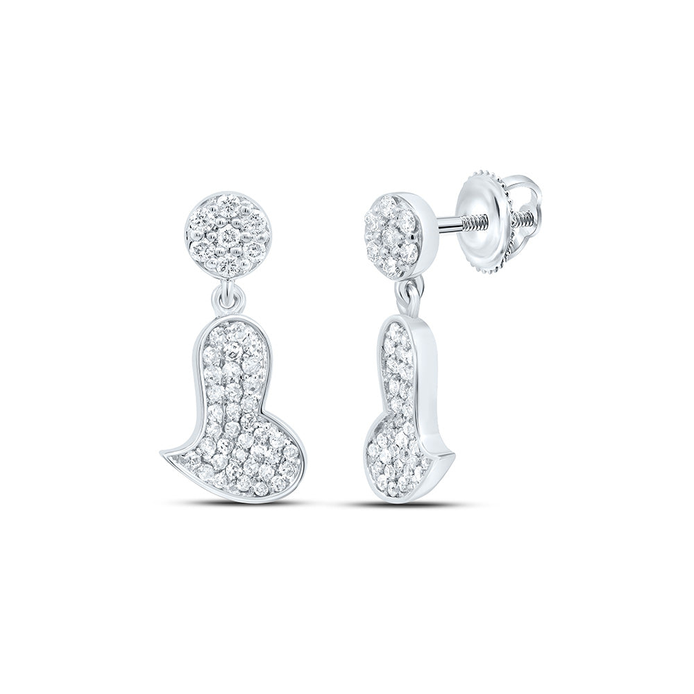 3/8CTW-NAT DIA NK FASHION HEART DANGLING EARRING Daisy Joyeria