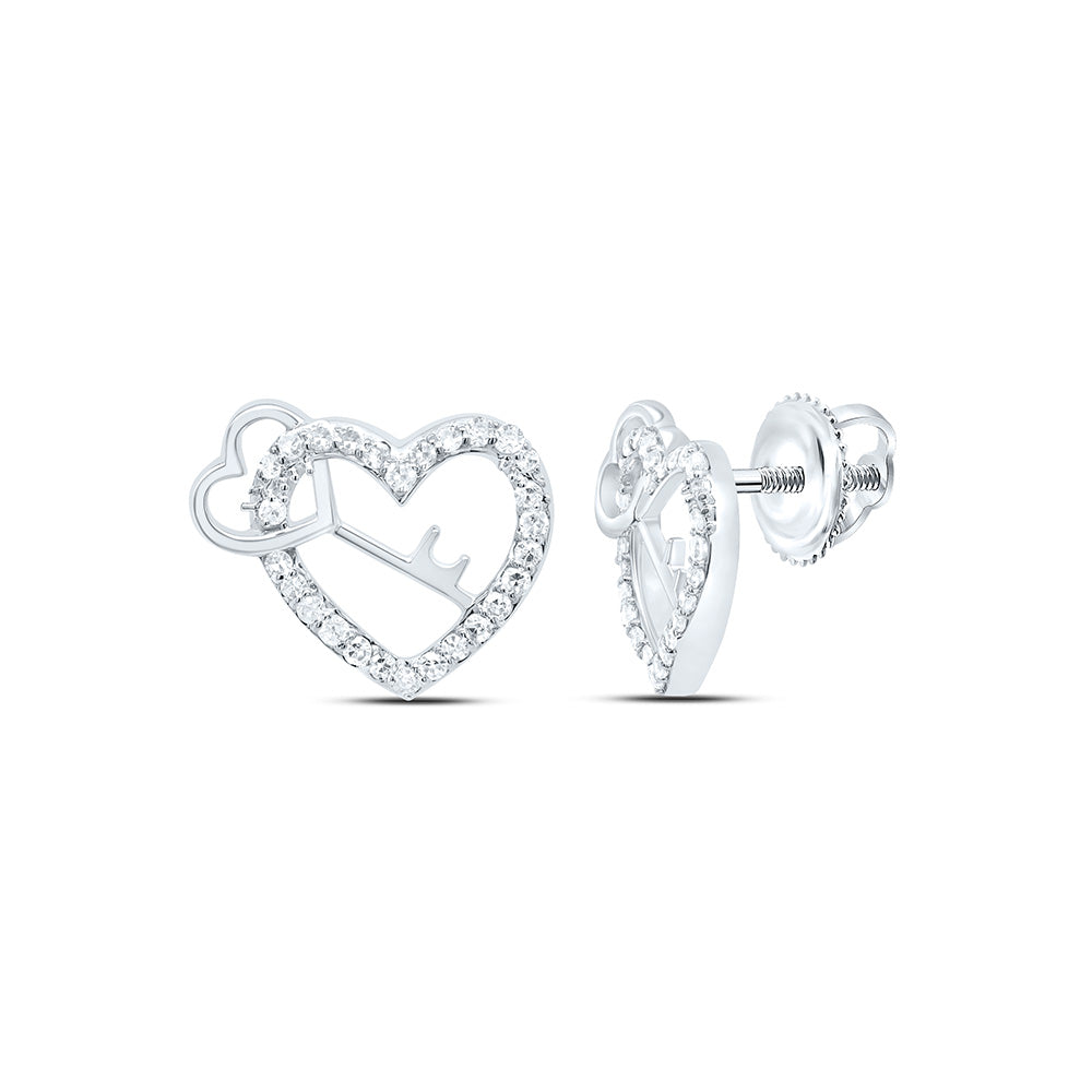1/5CTW-NAT DIA NK FASHION HEART EARRING Daisy Joyeria