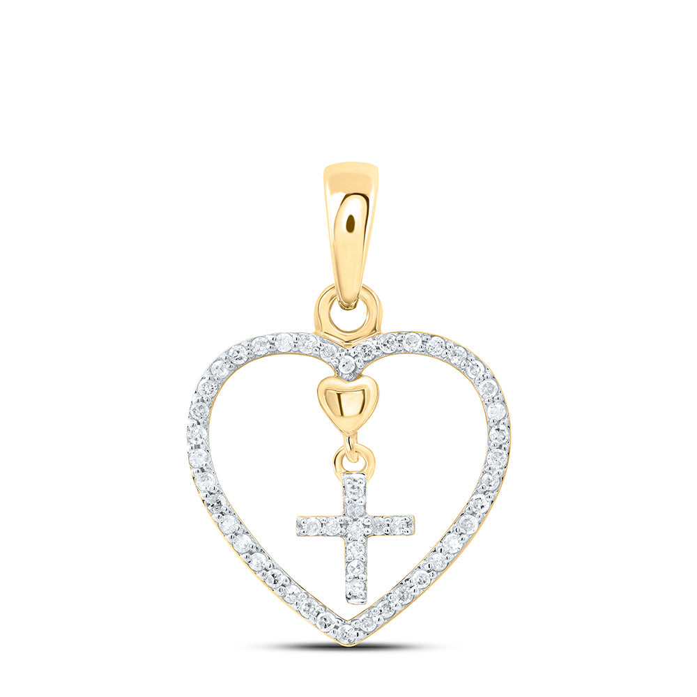 1/6CTW-NAT DIA P1 GIFT CROSS HEART PENDANT Daisy Joyeria
