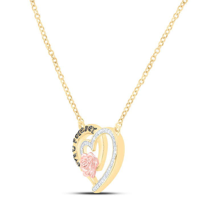 1/10 CTW-NAT DIA NK GIFT ROSE HEART NECKLACE (WITH 18" CHAIN) Daisy Joyeria