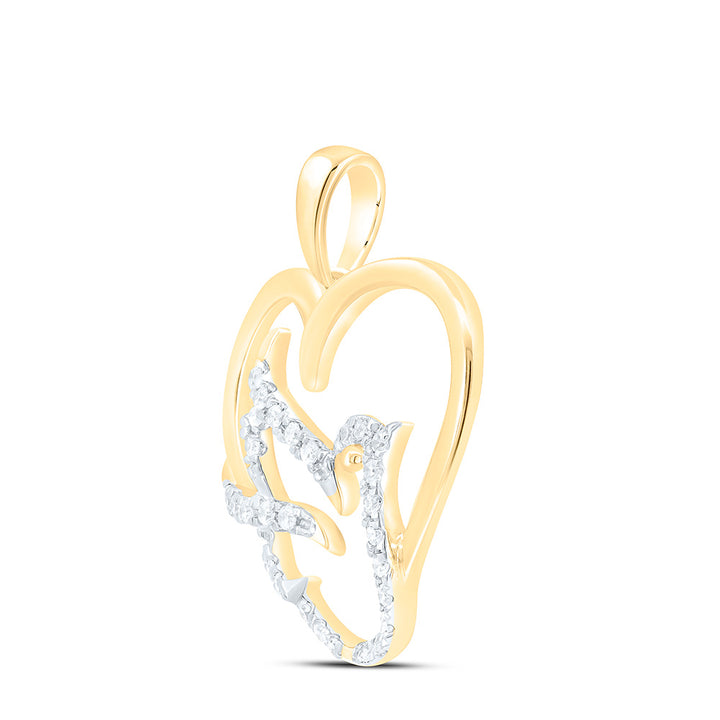 1/6CTW-NAT DIA CN GIFT BIRD HEART PENDANT Daisy Joyeria