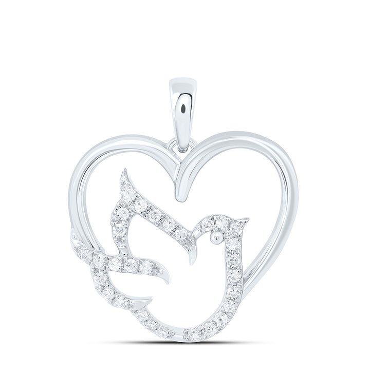 1/6CTW-NAT DIA CN GIFT BIRD HEART PENDANT Daisy Joyeria