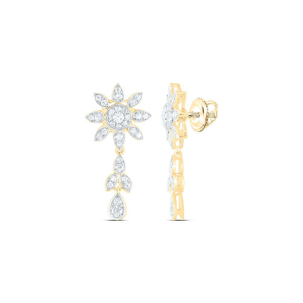 7/8CTW-NAT DIA ANA M FASHION FLOWER DANGLING EARRING Daisy Joyeria