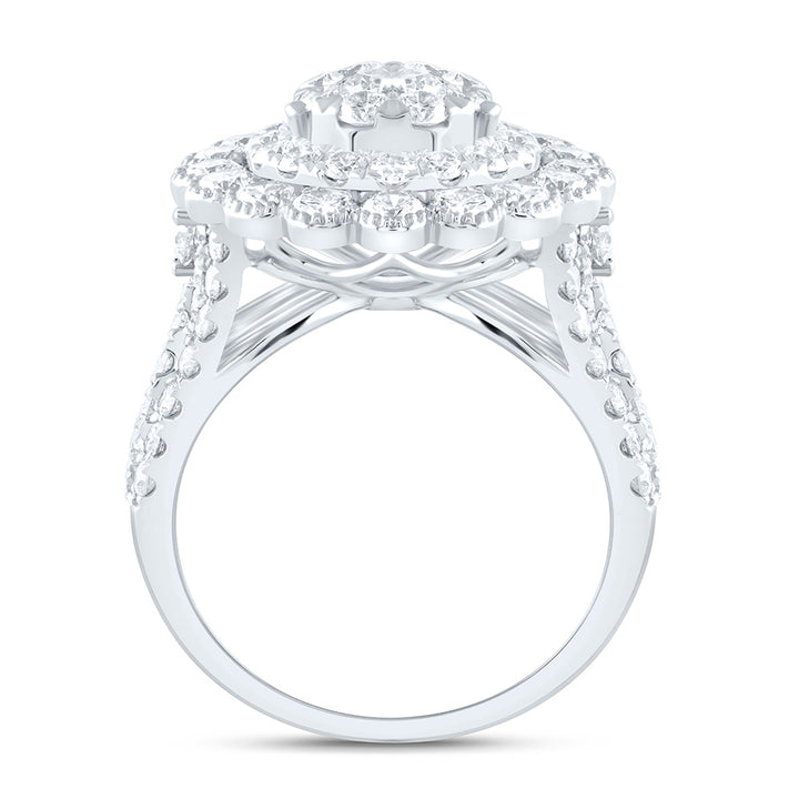 4CTW-NAT DIA ANA M ELITE 3/8CTW-CRD PEAR DOUBLE HALO BRIDAL RING Daisy Joyeria