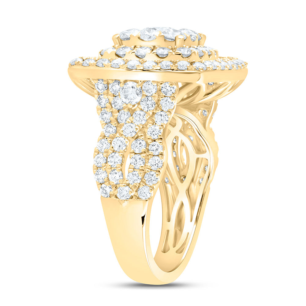 3 1/2CTW-NAT DIA ANA M ELITE 3/8CTW-CRD CUSHION DOUBLE HALO BRIDAL RING Daisy Joyeria