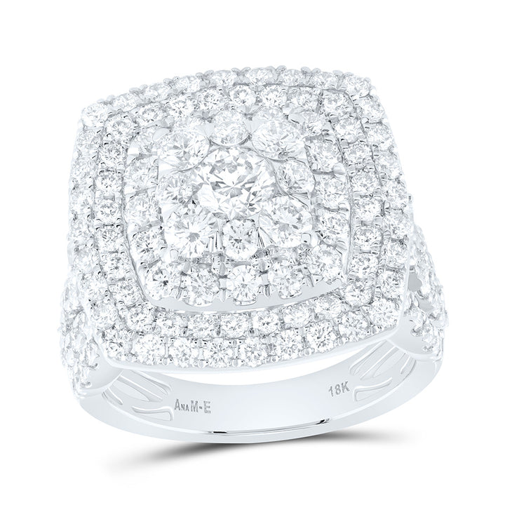 3 1/2CTW-NAT DIA ANA M ELITE 3/8CTW-CRD CUSHION DOUBLE HALO BRIDAL RING Daisy Joyeria