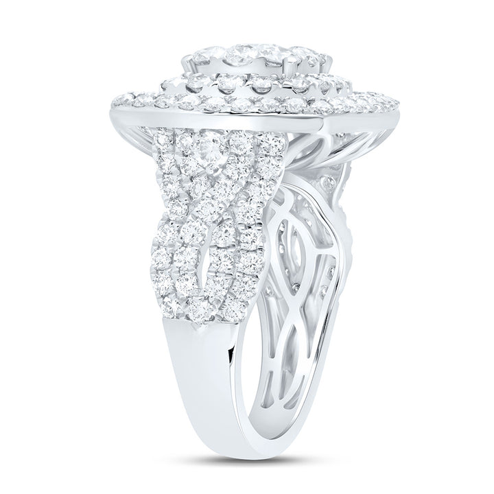 3 1/2CTW-NAT DIA ANA M ELITE 3/8CTW-CRD CUSHION DOUBLE HALO BRIDAL RING Daisy Joyeria