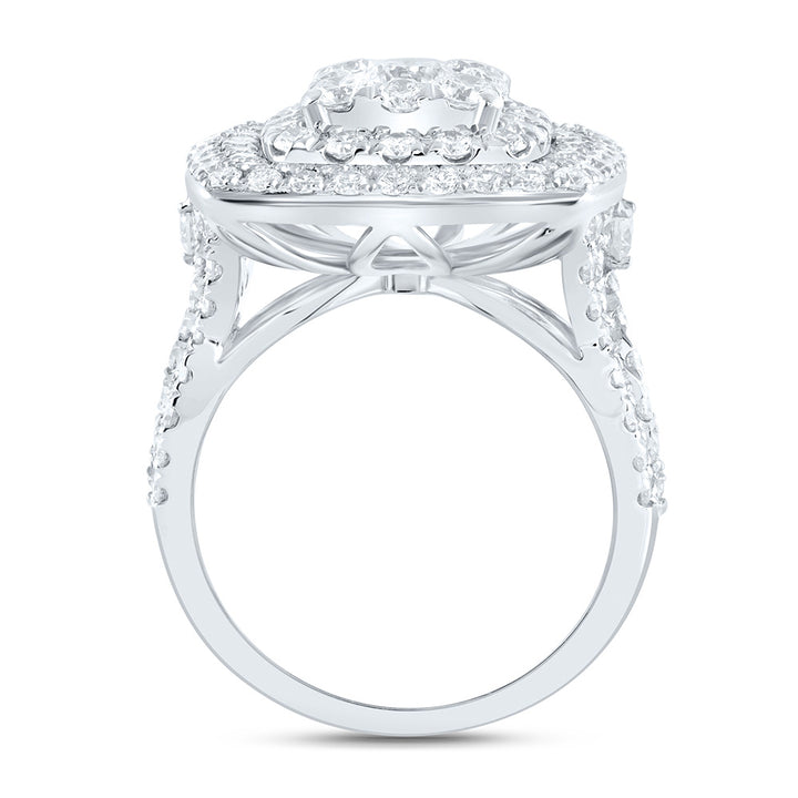 3 1/2CTW-NAT DIA ANA M ELITE 3/8CTW-CRD CUSHION DOUBLE HALO BRIDAL RING Daisy Joyeria