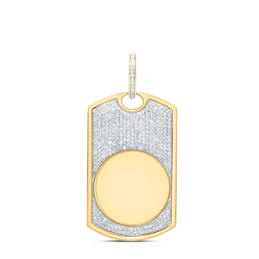 1 1/4CTW-NAT DIA NK DOG TAG MEMORY MENS CHARM Daisy Joyeria