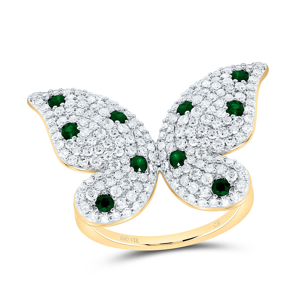1 1/3CTW-NAT DIA CN 1/3CTW RD-EM NAT GEM BUTTERFLY RING Daisy Joyeria