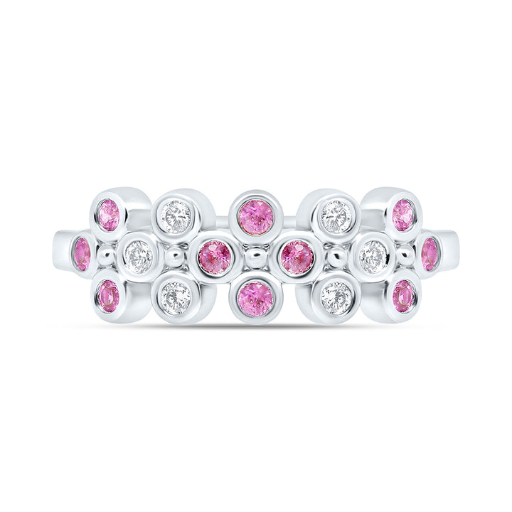 1/10CTW-NAT DIA ANA M 1/5CTW-RD-PINK SAPP NAT GEM CLOVER RING Daisy Joyeria