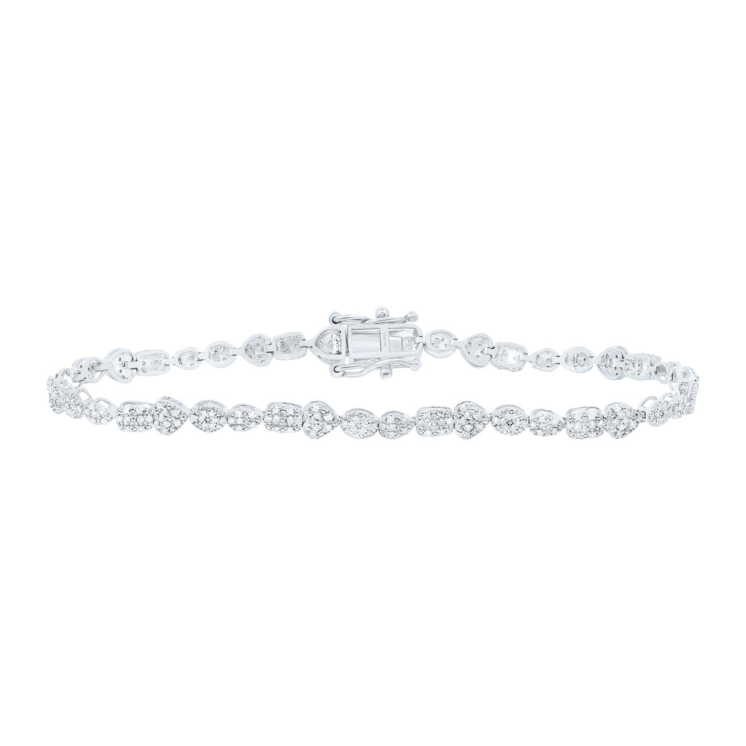 3/4CTW-NAT DIA NK FASHION MIXED SHAPE HEART BRACELET (7 INCH) Daisy Joyeria