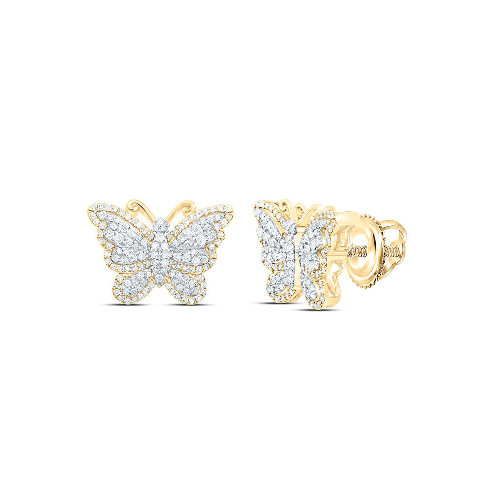 5/8CTW-NAT DIA NK FASHION BUTTERFLY EARRING Daisy Joyeria