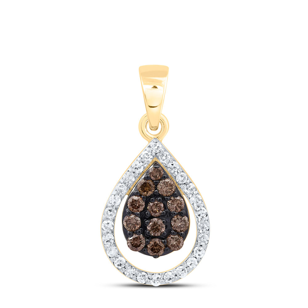 1/3CTW-NAT DIA NK FASHION COGNAC NATURAL PEAR PENDANT Daisy Joyeria