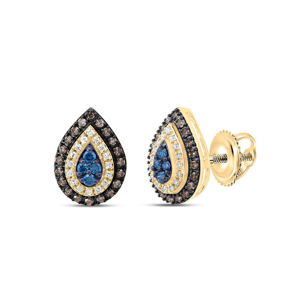 3/8CTW-NAT DIA P1 GIFT COGNAC NATURAL, BLUE DIA PEAR EARRING Daisy Joyeria