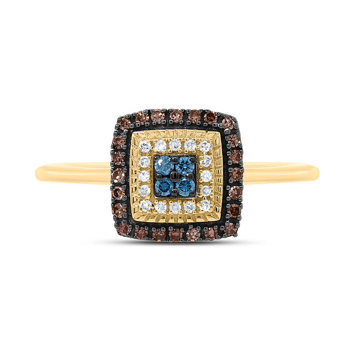 1/4CTW-NAT DIA P1 GIFT COGNAC NATURAL, BLUE DIA SQUARE RING Daisy Joyeria