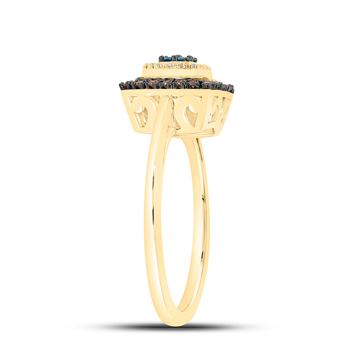 1/4CTW-NAT DIA P1 GIFT COGNAC NATURAL, BLUE DIA SQUARE RING Daisy Joyeria