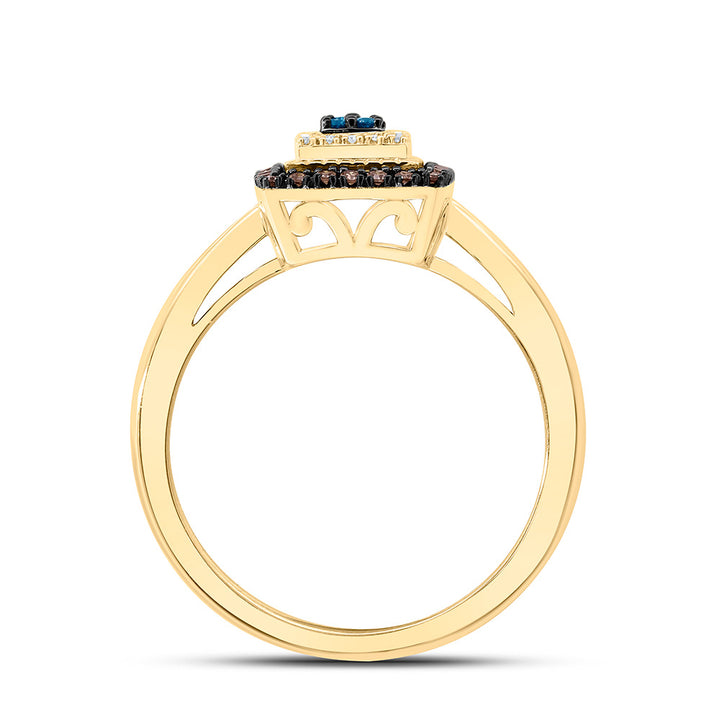 1/4CTW-NAT DIA P1 GIFT COGNAC NATURAL, BLUE DIA SQUARE RING Daisy Joyeria