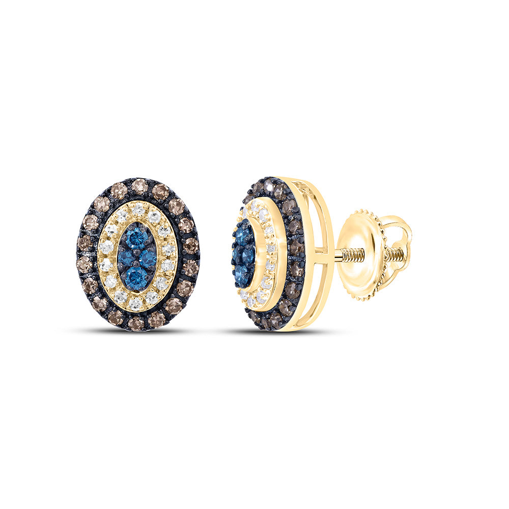 1/3CTW-NAT DIA P1 GIFT COGNAC NATURAL, BLUE DIA OVAL EARRING Daisy Joyeria