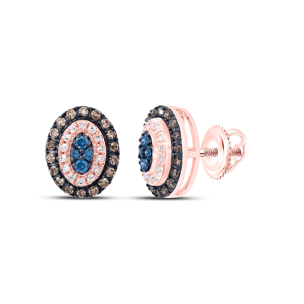 1/3CTW-NAT DIA P1 GIFT COGNAC NATURAL, BLUE DIA OVAL EARRING Daisy Joyeria