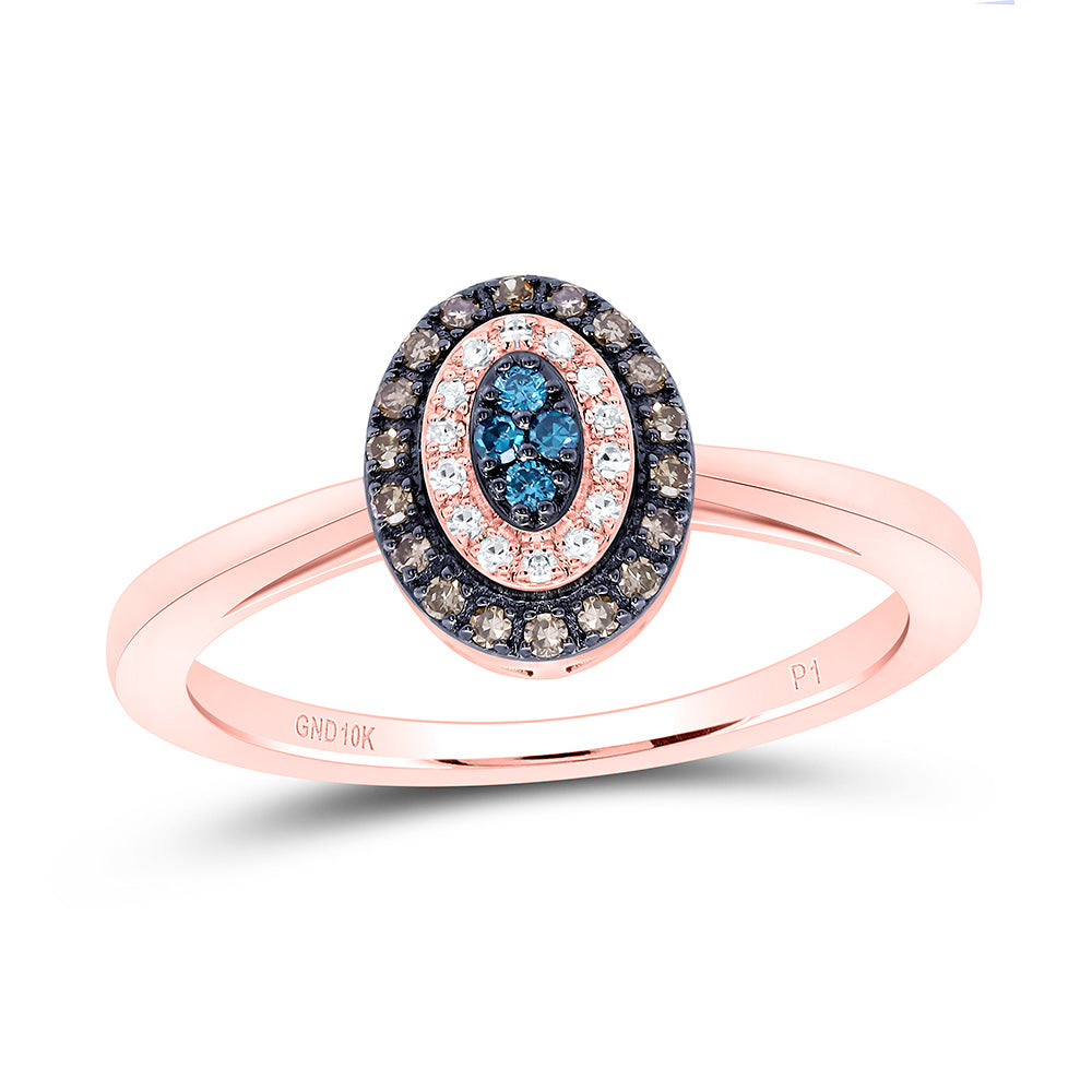1/6CTW-NAT DIA P1 GIFT COGNAC NATURAL, BLUE DIA OVAL RING Daisy Joyeria