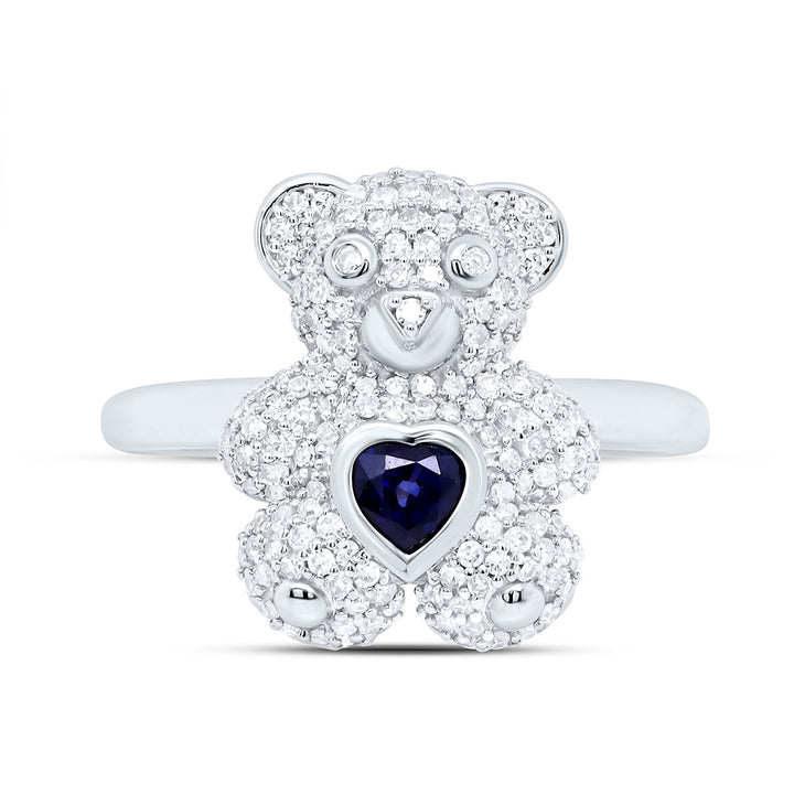 1/2CTW-NAT DIA NK 4MM HS-BS NAT GEM HEART TEDDY BEAR RING Daisy Joyeria