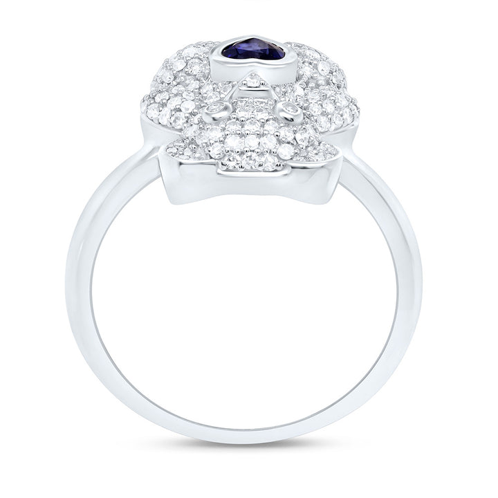 1/2CTW-NAT DIA NK 4MM HS-BS NAT GEM HEART TEDDY BEAR RING Daisy Joyeria