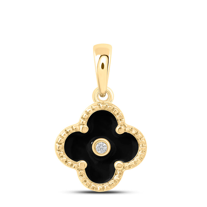 0.012CTW-NAT DIA NK GIFT CLOVER PENDANT Daisy Joyeria