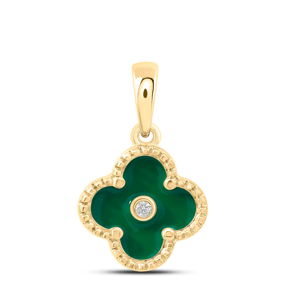 0.012CTW-NAT DIA NK GIFT CLOVER PENDANT Daisy Joyeria