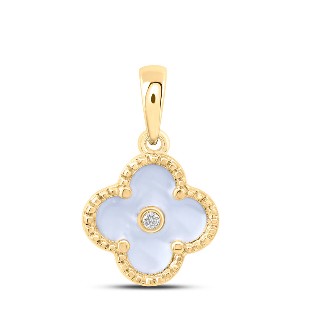 0.012CTW-NAT DIA NK GIFT CLOVER PENDANT Daisy Joyeria