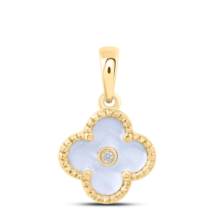 0.012CTW-NAT DIA NK GIFT CLOVER PENDANT Daisy Joyeria