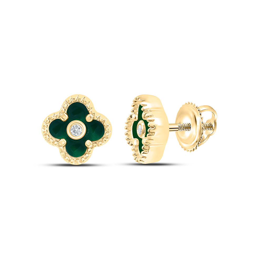 0.016CTW-NAT DIA NK GIFT CLOVER EARRING Daisy Joyeria