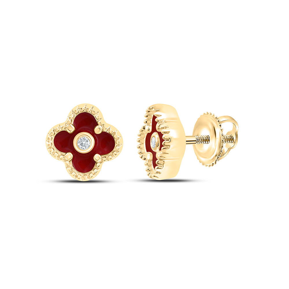 0.016CTW-NAT DIA NK GIFT CLOVER EARRING Daisy Joyeria