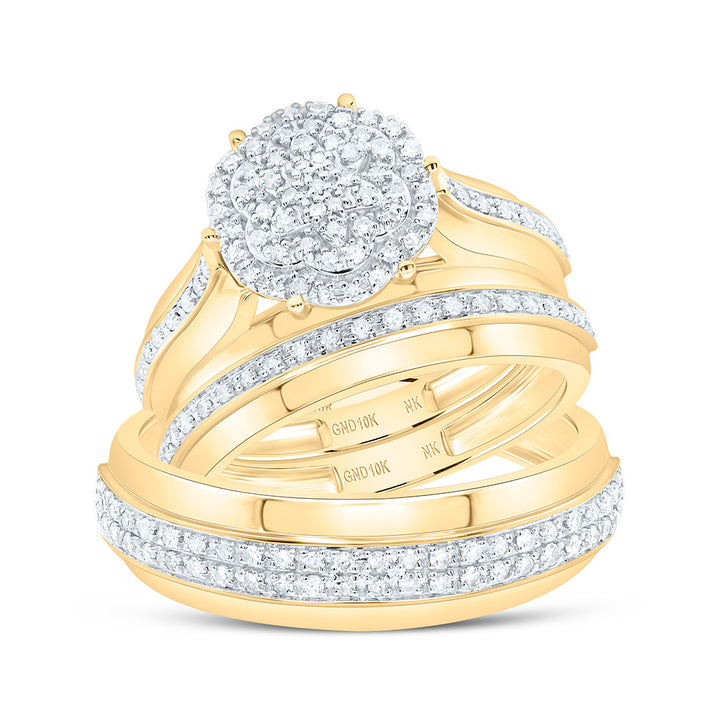 1/2CTW-NAT DIA NK FASHION FLOWER TRIO SET Daisy Joyeria