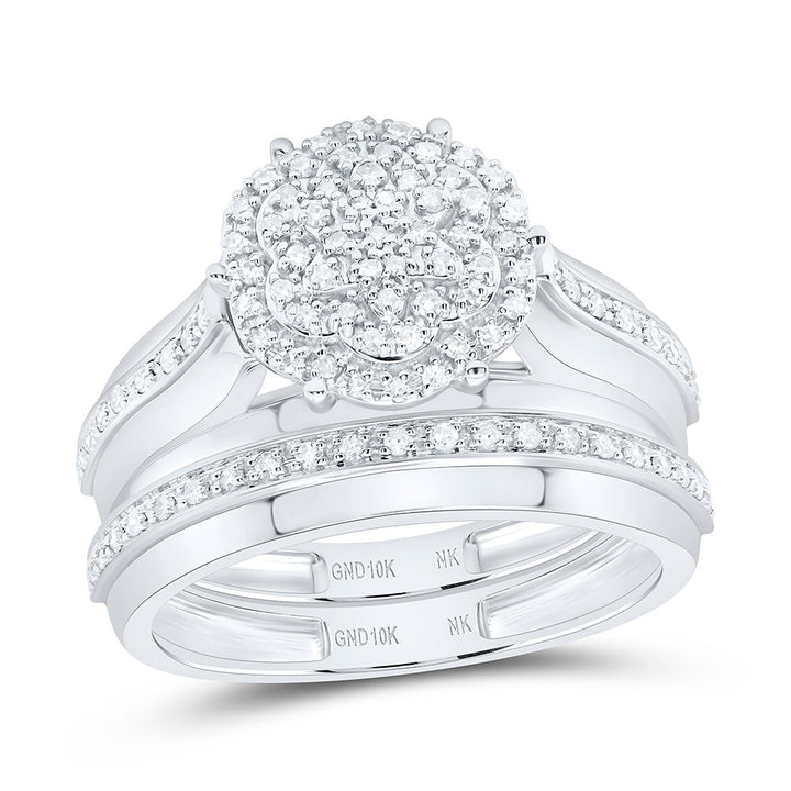 1/2CTW-NAT DIA NK FASHION FLOWER TRIO SET Daisy Joyeria