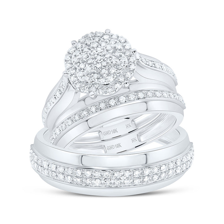 1/2CTW-NAT DIA NK FASHION FLOWER TRIO SET Daisy Joyeria