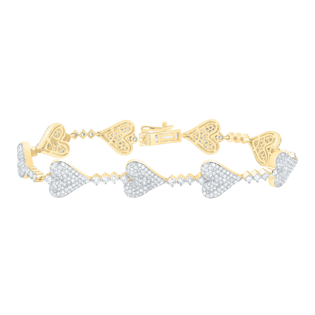 3 1/4CTW-NAT DIA NK FASHION HEART BRACELET ( 7 INCH ) Daisy Joyeria