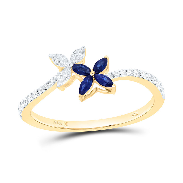 1/5CTW-NAT DIA ANA M 1/10CTW-MQ-BS NAT GEM FLOWER RING Daisy Joyeria