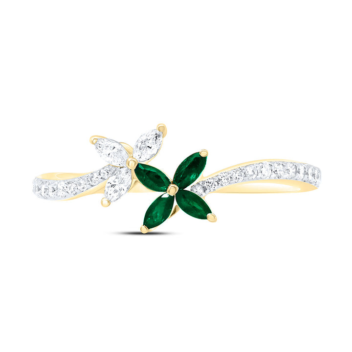 1/5CTW-NAT DIA ANA M 1/10CTW-MQ-EM NAT GEM FLOWER RING Daisy Joyeria