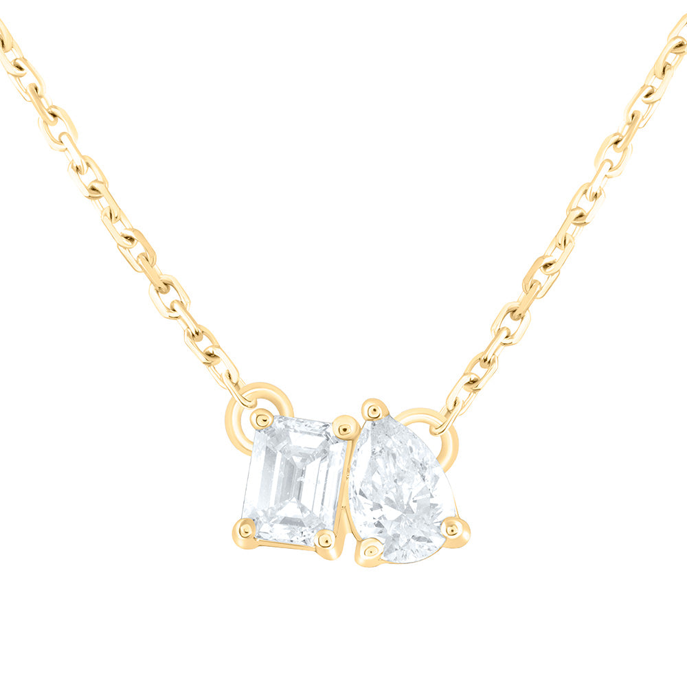 1/2CTW-NAT DIA I1-IJ 1/4CT-CEM, 1/4CT-CPS, 2 STONE NECKLACE (18 INCH) Daisy Joyeria