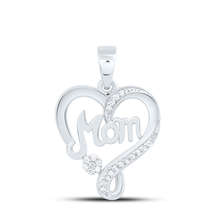 1/12CTW-NAT DIA P1 GIFT "MOM" HEART  PENDANT Daisy Joyeria