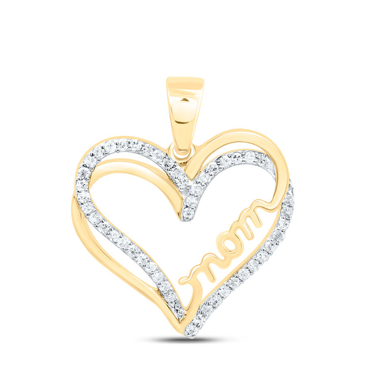 1/8CTW-NAT DIA P1 GIFT "MOM" HEART  PENDANT Daisy Joyeria