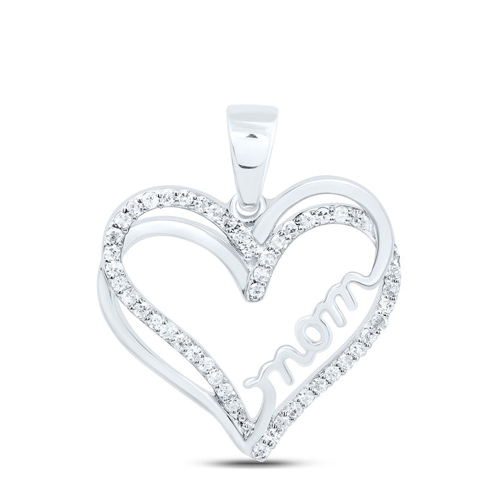 1/8CTW-NAT DIA P1 GIFT "MOM" HEART  PENDANT Daisy Joyeria