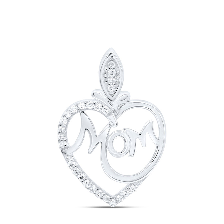 1/12CTW-NAT DIA P1 GIFT "MOM" HEART  PENDANT Daisy Joyeria