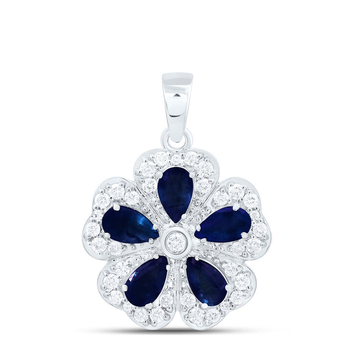 1/3CTW-NAT DIA CN 1 3/8CTW PEAR-BS NAT GEM FLOWER PENDANT Daisy Joyeria