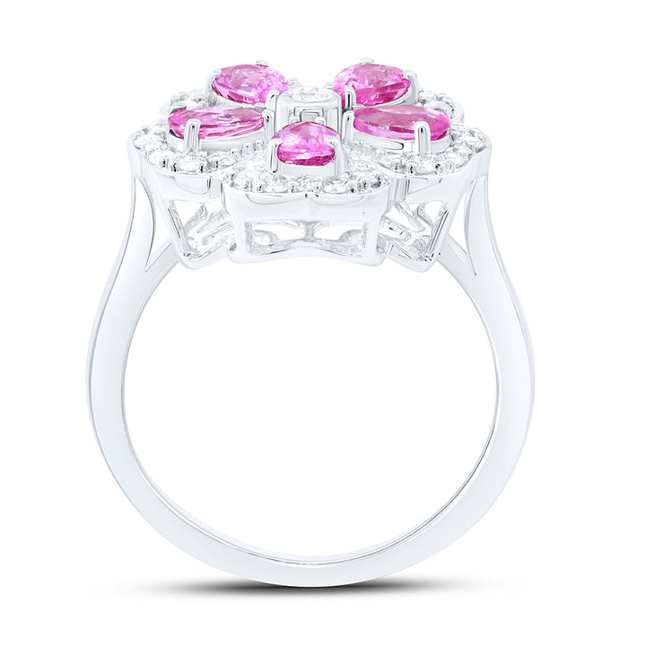 1/3CTW-NAT DIA CN 1 1/3CTW PEAR-PINK SAPP NAT GEM RING Daisy Joyeria
